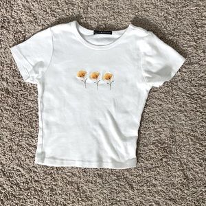 White crop top with flowers